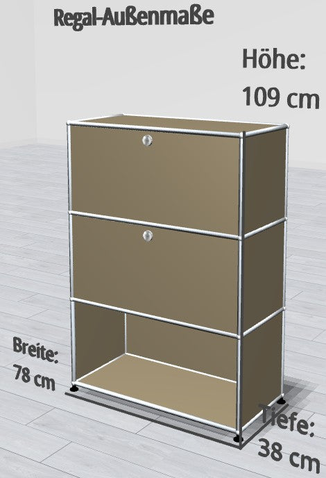 Highboard 1x3 - 2 Klapptüren oben - unten offen